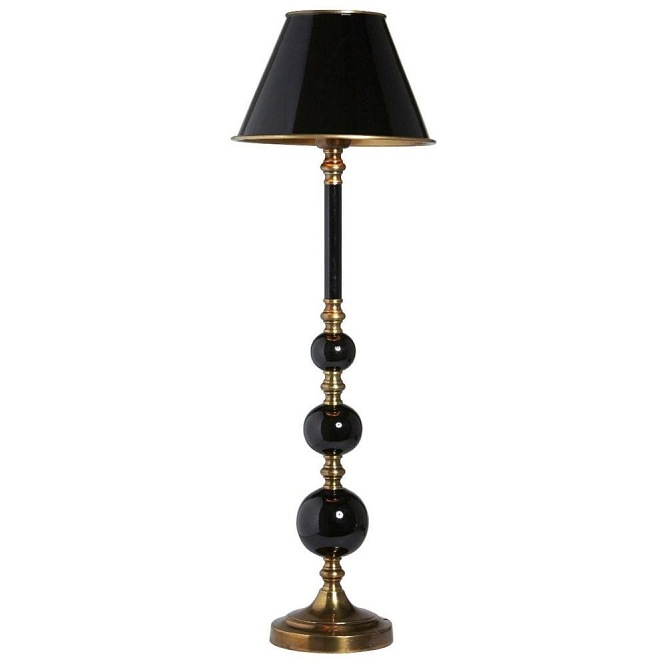 Lampa stołowa Abbey czarna/mosiądz 60cm z abażurem